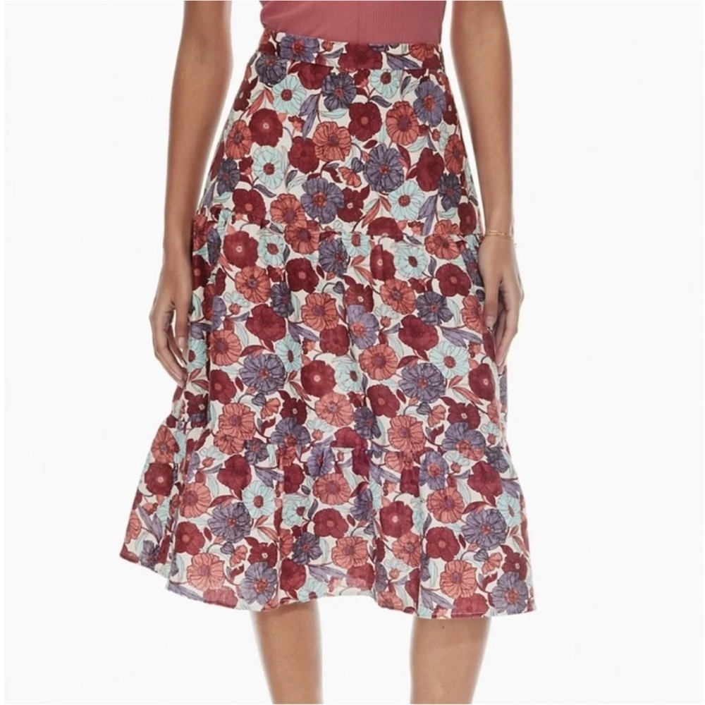 Aritzia Wilfred Atone Linen floral midi skirt